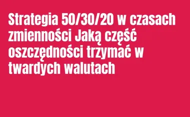 Obraz do artykułu: Strategia 50/30/20 w czasach zmienności Jaką część oszczędności trzymać w twardych walutach