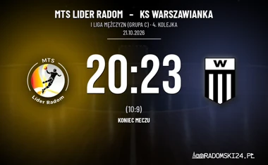 [PIŁKA RĘCZNA] MTS Lider Radom – KS Warszawianka 20:23 w I Lidze Mężczyzn (Grupa C). Jedna bramka zaliczki nie wystarczyła