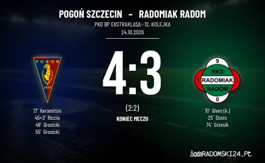 [PIŁKA NOŻNA] Pogoń Szczecin – Radomiak Radom 4:3 w PKO BP Ekstraklasie. Dwa gole Grosickiego odmieniły mecz