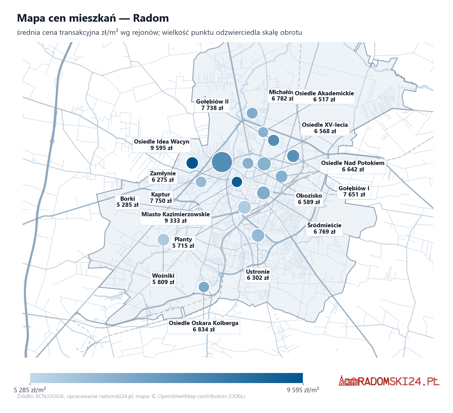Mapa cen mieszkań - Radom