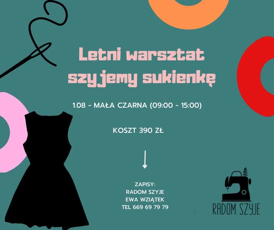 Grafika promocyjna wydarzenia Mała czarna – warsztaty szycia