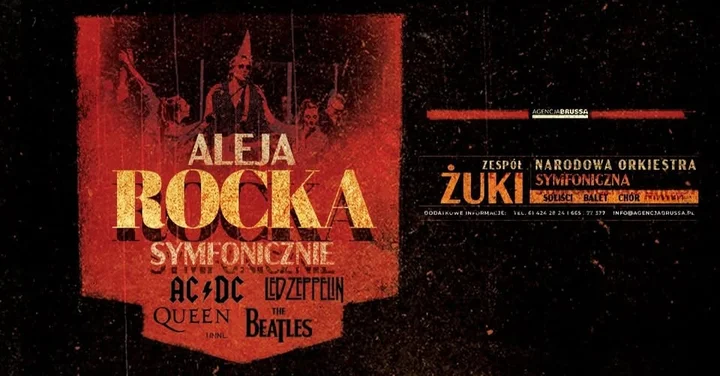 Grafika promocyjna wydarzenia Aleja Rocka Symfonicznie w Radomiu — koncert rockowych hitów w symfonicznym wydaniu