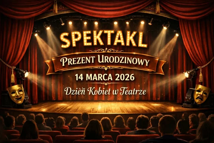 Grafika promocyjna wydarzenia Dzień Kobiet w Teatrze: farsa „Prezent urodzinowy” z Jerzym Bończakiem