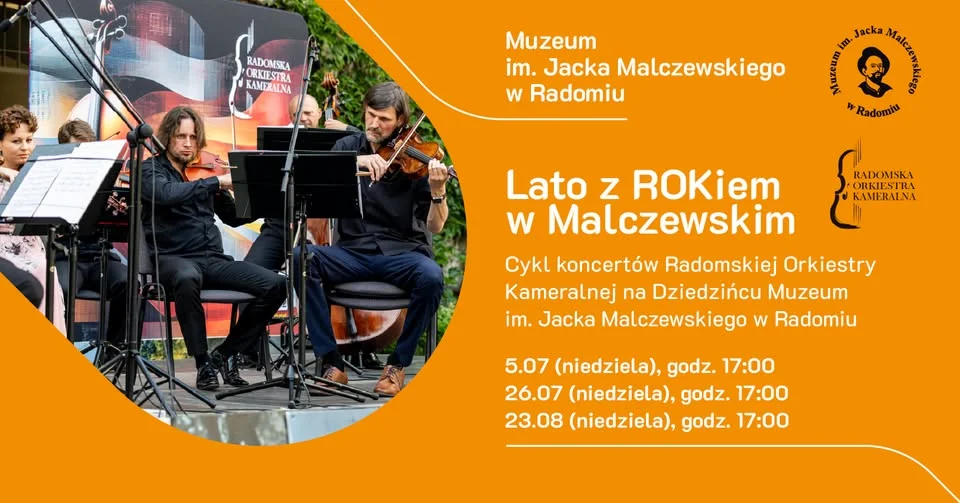 Grafika promocyjna wydarzenia Festiwal „Lato z ROKiem w Malczewskim 2026” – koncerty na dziedzińcu
