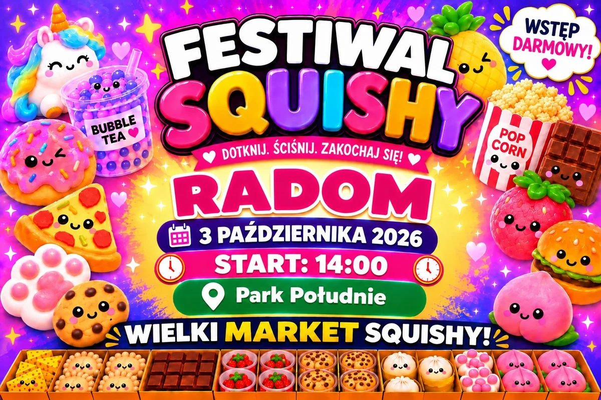 Grafika promocyjna wydarzenia Festiwal Squishy Radom – gniotki