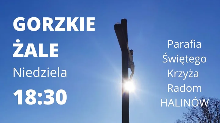 Grafika promocyjna wydarzenia Gorzkie Żale w Radom-Halinów — nabożeństwo pasyjne z adoracją i kazaniem