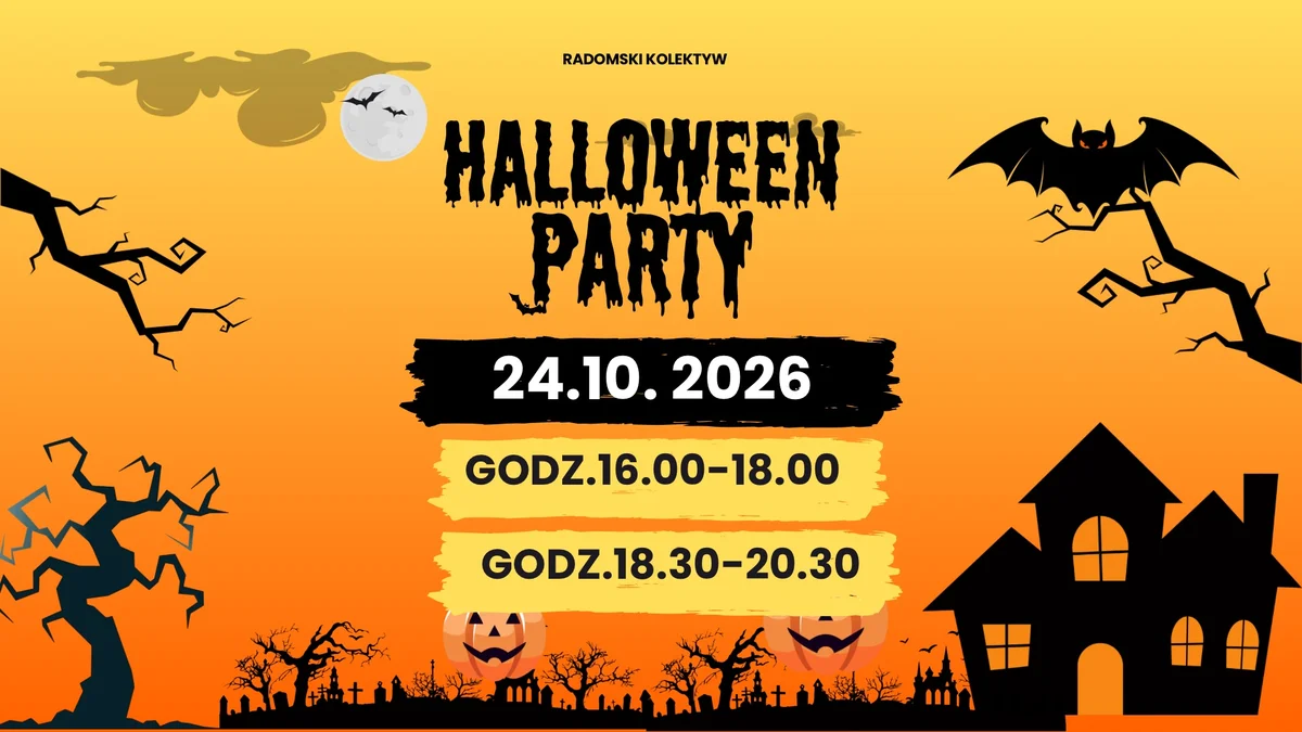Grafika promocyjna wydarzenia Halloween Radomski Kolektyw w Radomiu