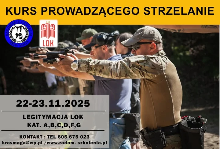 Grafika promocyjna wydarzenia Kurs Prowadzącego Strzelanie — Radom