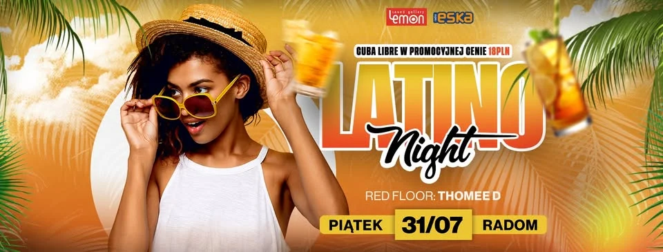 Grafika promocyjna wydarzenia Latino Night w Radomiu