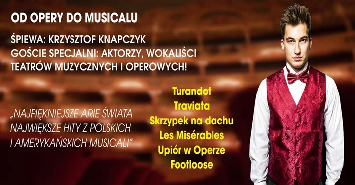 Grafika promocyjna wydarzenia Pop Opera – od Opery do Musicalu w Radomiu