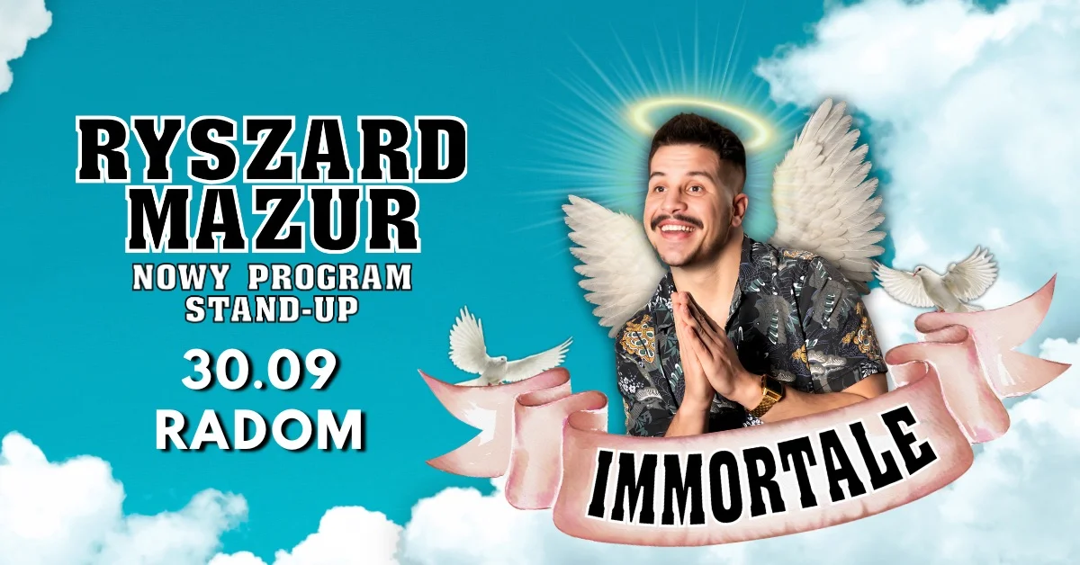 Grafika promocyjna wydarzenia Ryszard Mazur „Immortale” w Radomiu
