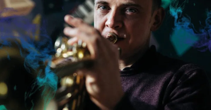 Grafika promocyjna wydarzenia Random Szerda — improwizowany jazz pod kierunkiem Barabás Lőrinc