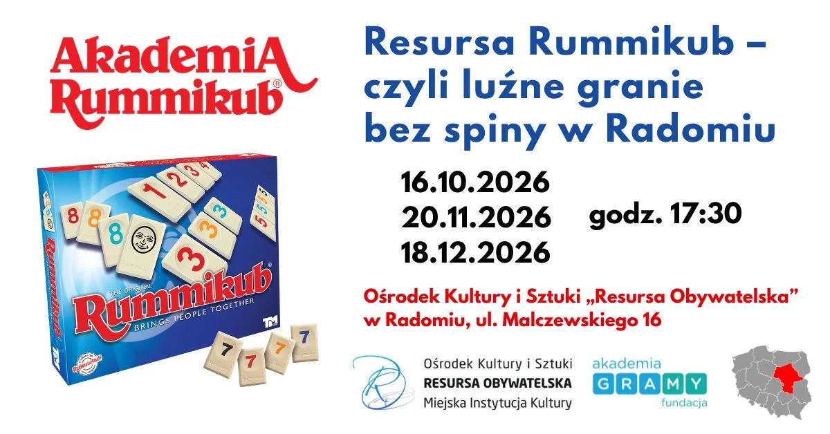 Grafika promocyjna wydarzenia Resursa Rummikub: luźne granie