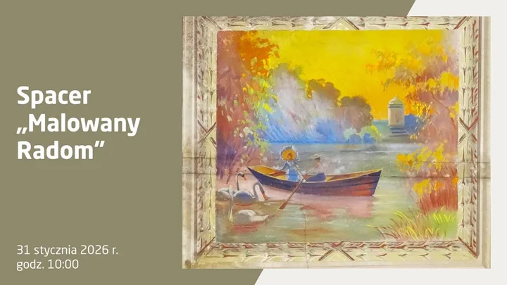 Grafika promocyjna wydarzenia Spacer „Malowany Radom” — rodzinne odkrywanie kolorów miasta