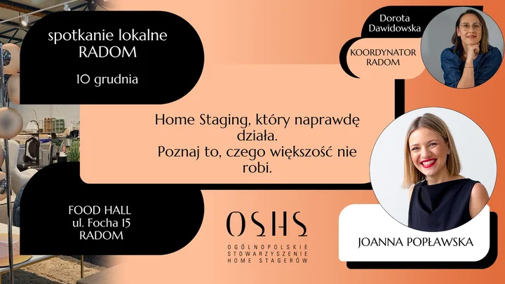 Grafika promocyjna wydarzenia SPOTKANIE LOKALNE RADOM: Home Staging, który działa — poznaj to, czego większość pomija