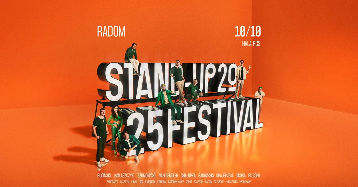 Grafika promocyjna wydarzenia Stand-up w Radomiu – przegląd artystów i szczegóły wydarzenia 2025