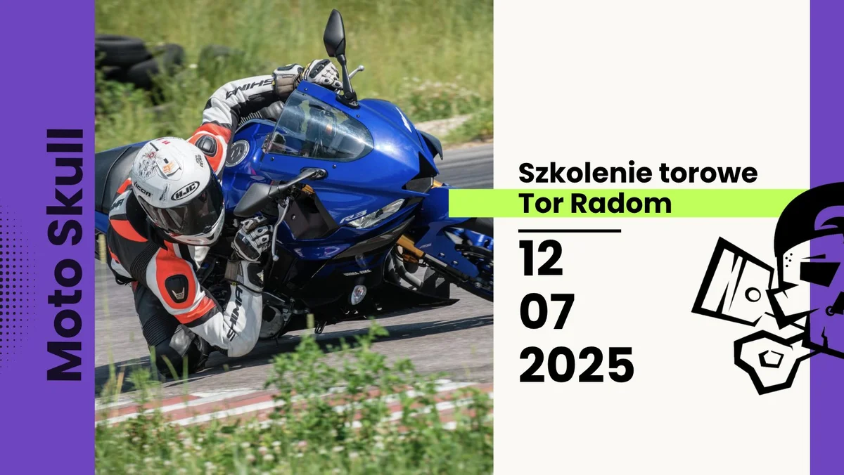 Grafika promocyjna wydarzenia Szkolenie techniki jazdy motocyklem na torze w Radomiu