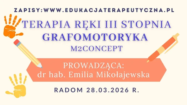 Grafika promocyjna wydarzenia Terapia ręki III stopnia – GRAFOMOTORYKA (M2Concept) w Radomiu