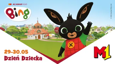Grafika promocyjna wydarzenia Dzień Dziecka z Bingiem w M1 Radom