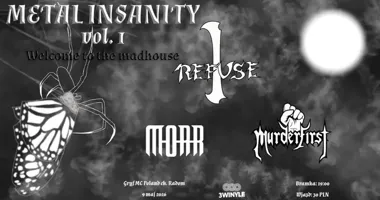 Grafika promocyjna wydarzenia METAL INSANITY vol. 1 — brutalny wieczór metalu w Radomiu
