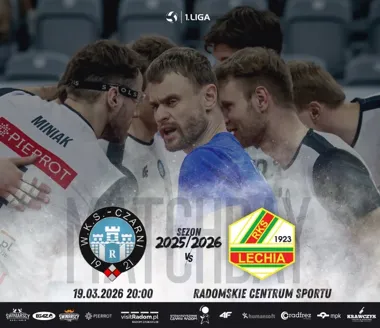 Grafika promocyjna wydarzenia PIERROT Czarni Radom – Lechia Tomaszów Mazowiecki (28. kolejka PLS1.Liga)