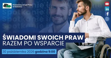 Grafika promocyjna wydarzenia Świadomi swoich praw – spotkanie w Radomiu