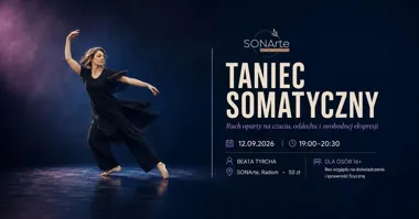 Grafika promocyjna wydarzenia Taniec Somatyczny – warsztaty ruchu
