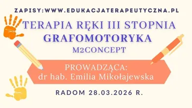 Grafika promocyjna wydarzenia Terapia ręki III stopnia – GRAFOMOTORYKA (M2Concept) w Radomiu