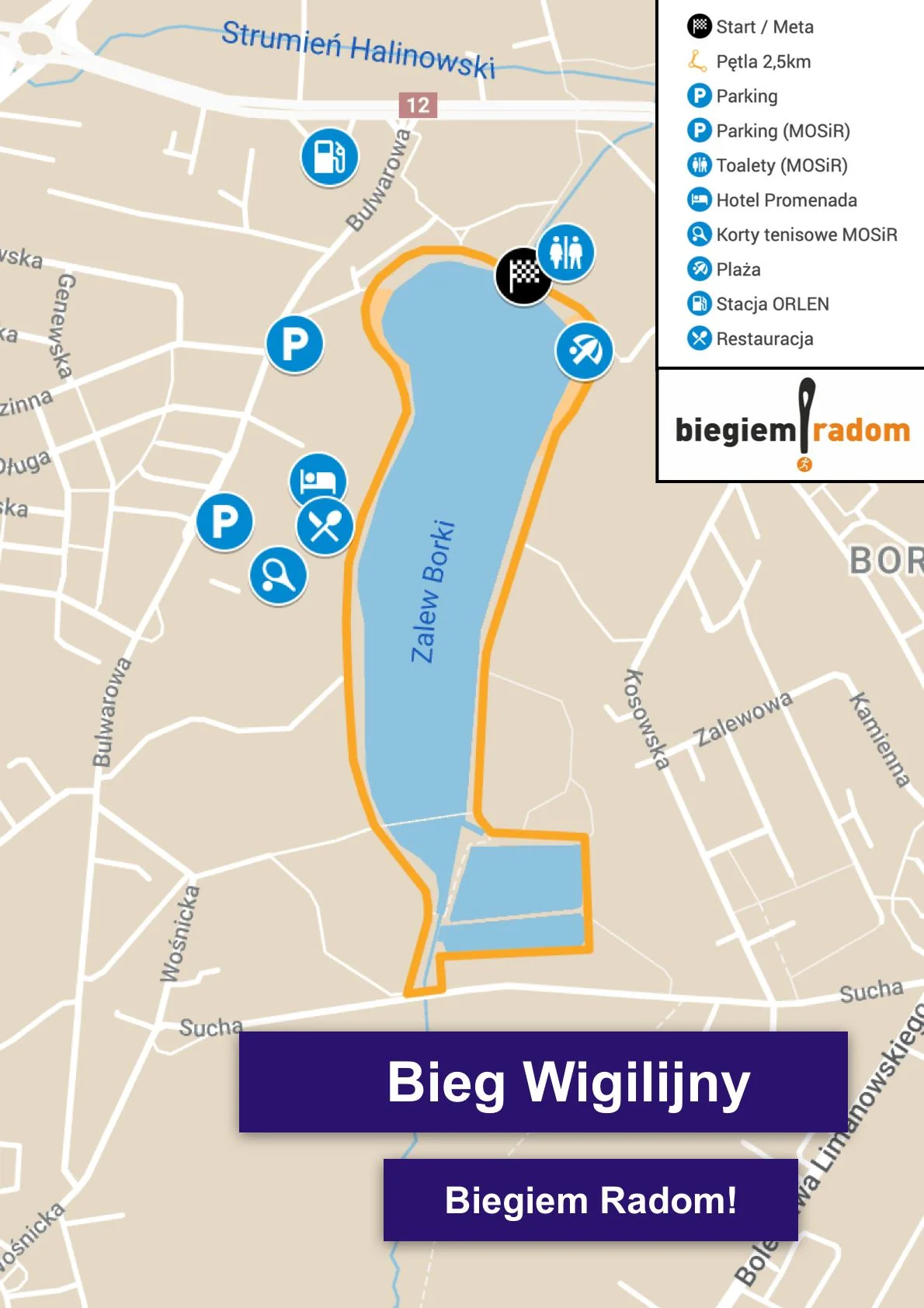 Grafika promocyjna wydarzenia VI Bieg i Marsz Wigilijny w Radomiu