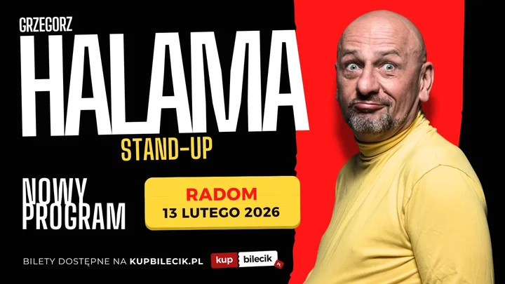 Grafika promocyjna wydarzenia Wielki Powrót Grzegorza Halamy — Radom, 13 lutego 2026