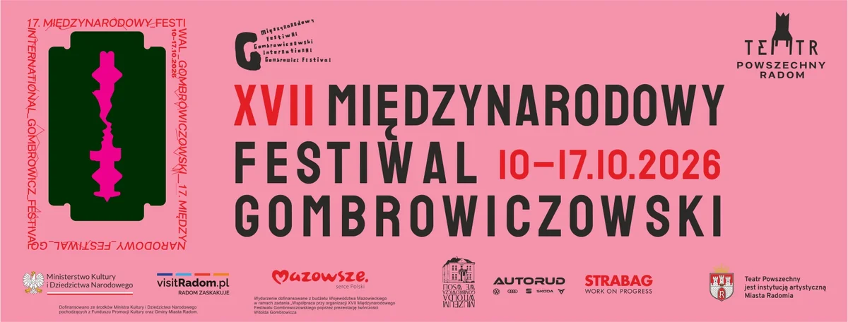 Grafika promocyjna wydarzenia XVII Międzynarodowy Festiwal Gombrowiczowski w Radomiu