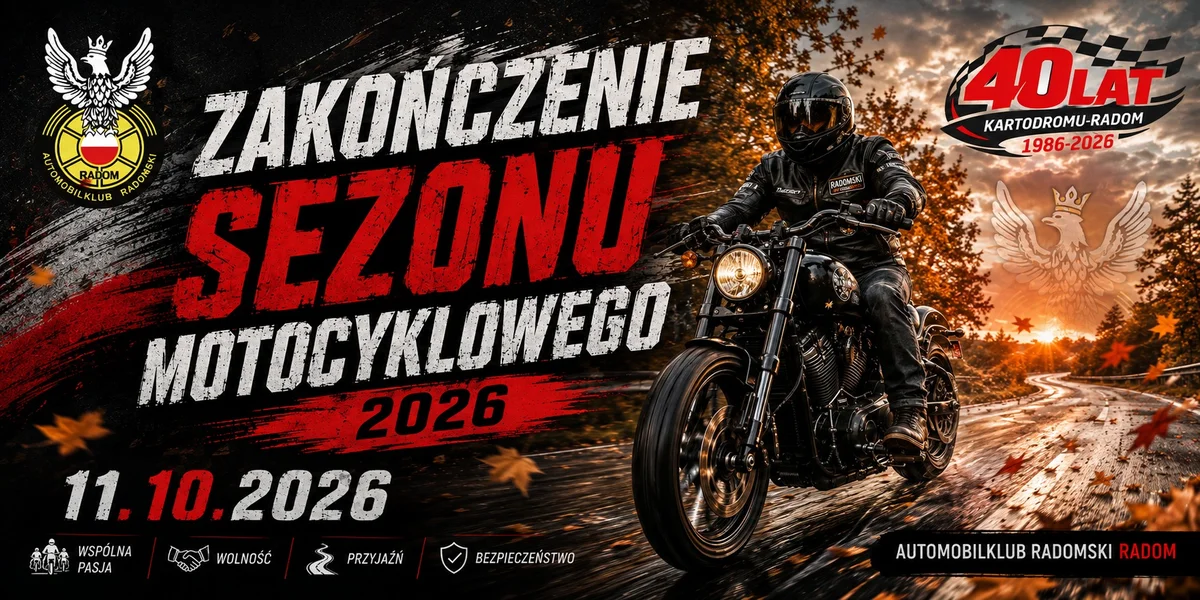 Grafika promocyjna wydarzenia Zakończenie Sezonu Motocyklowego 2026 na torze