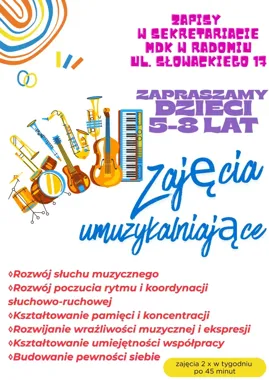 Muzyczny start w Radomiu - MDK zaprasza dzieci na twórcze zajęcia