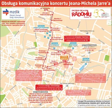 Na koncert Jarre''a ruszą parkingi i nocne kursy autobusów