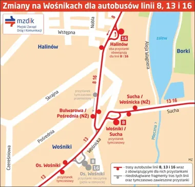 Na Wośnikach ruszają objazdy. Zmiany obejmą trzy linie autobusowe