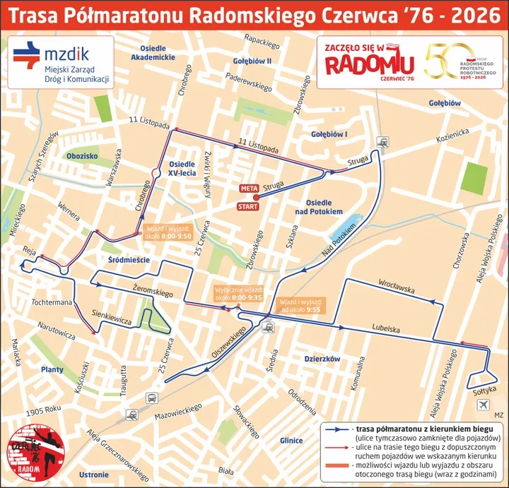 Półmaraton zamknie centrum Radomia i zmieni kursy autobusów
