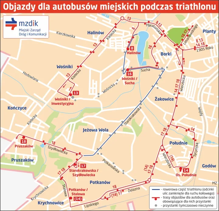 Triathlon sparaliżuje część Radomia. Autobusy pojadą objazdami