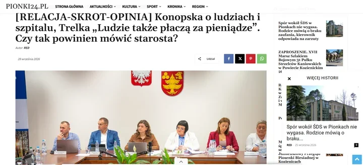 PIONKI24 przypisał staroście słowa, których nie powiedział. Jest korekta